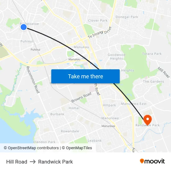Hill Road to Randwick Park map