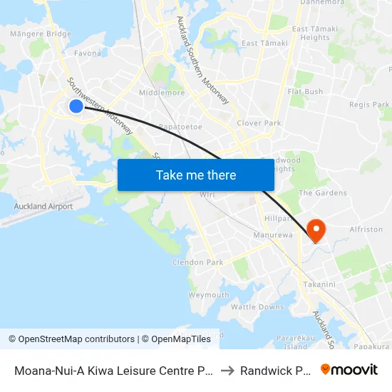 Moana-Nui-A Kiwa Leisure Centre Pools to Randwick Park map