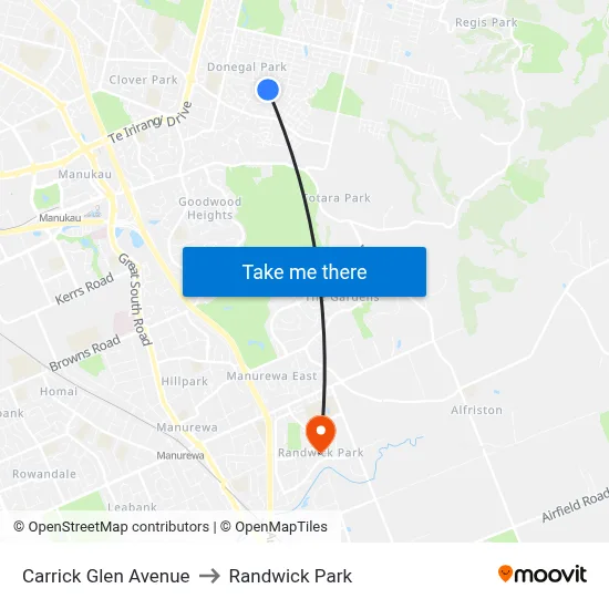 Carrick Glen Avenue to Randwick Park map