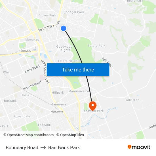 Boundary Road to Randwick Park map