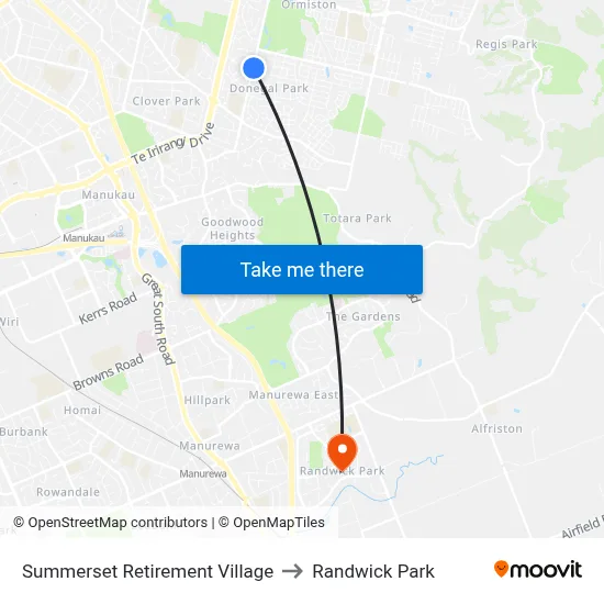 Summerset Retirement Village to Randwick Park map