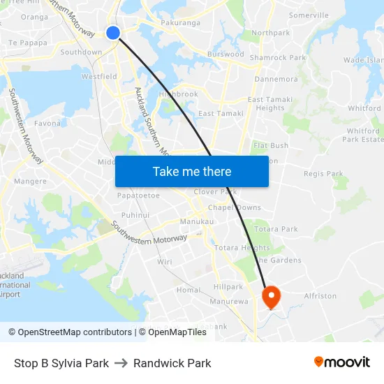 Stop B Sylvia Park to Randwick Park map