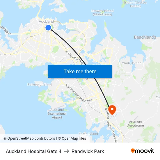 Auckland Hospital Gate 4 to Randwick Park map