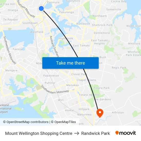 Mount Wellington Shopping Centre to Randwick Park map