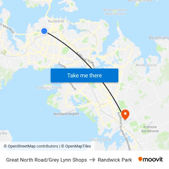 Great North Road/Grey Lynn Shops to Randwick Park map
