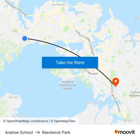 Arahoe School to Randwick Park map