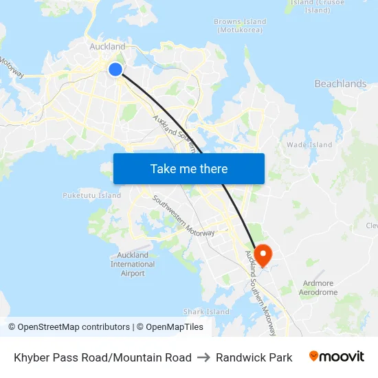 Khyber Pass Road/Mountain Road to Randwick Park map