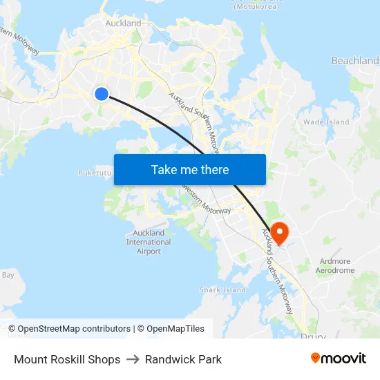 Mount Roskill Shops to Randwick Park map