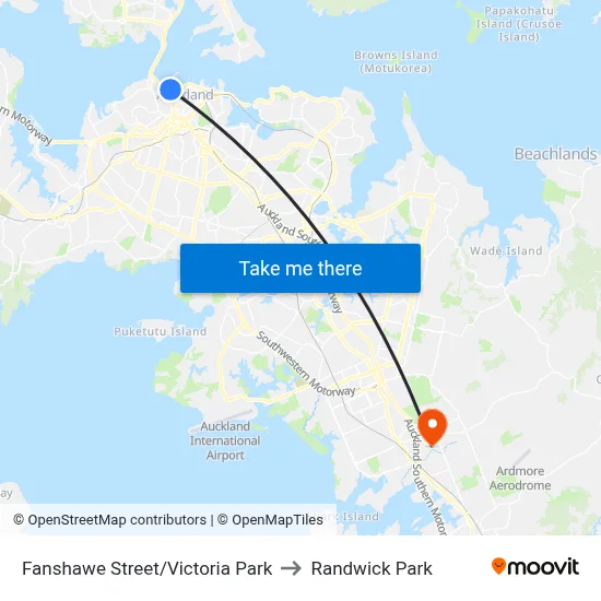 Fanshawe Street/Victoria Park to Randwick Park map