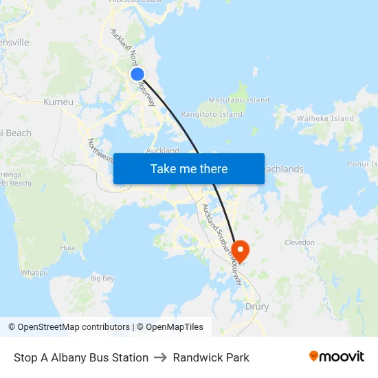 Stop A Albany Bus Station to Randwick Park map