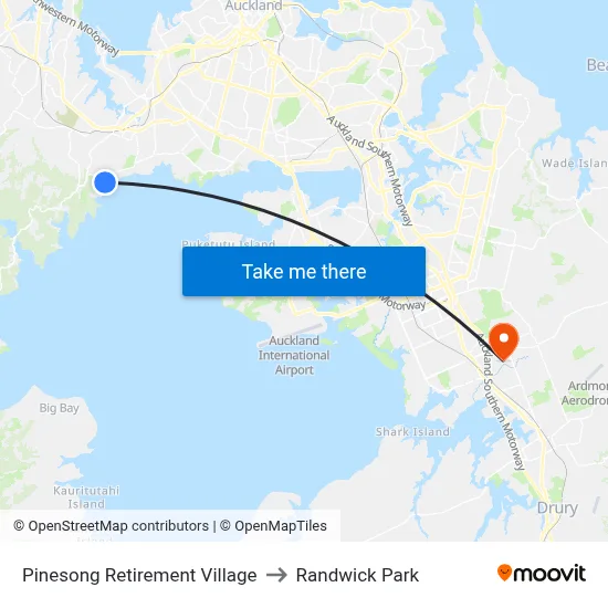 Pinesong Retirement Village to Randwick Park map