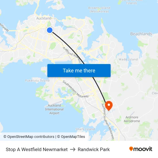 Stop A Westfield Newmarket to Randwick Park map