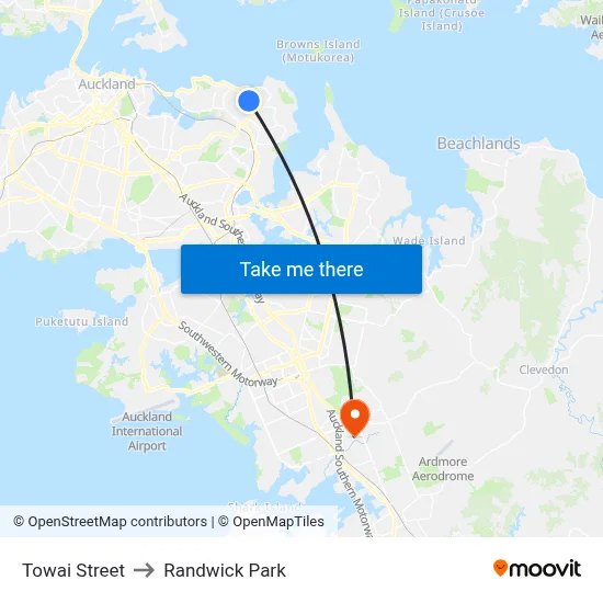 Towai Street to Randwick Park map