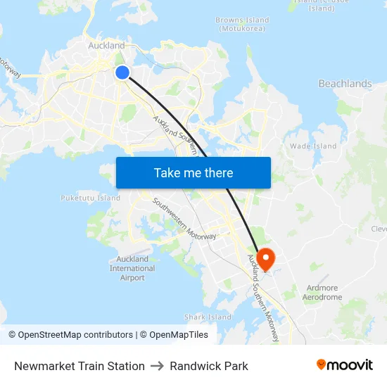 Newmarket Train Station to Randwick Park map