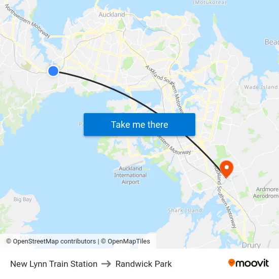 New Lynn Train Station to Randwick Park map