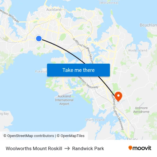 Woolworths Mount Roskill to Randwick Park map