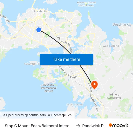 Stop C Mount Eden/Balmoral Interchange to Randwick Park map