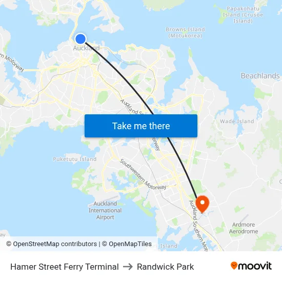 Hamer Street Ferry Terminal to Randwick Park map