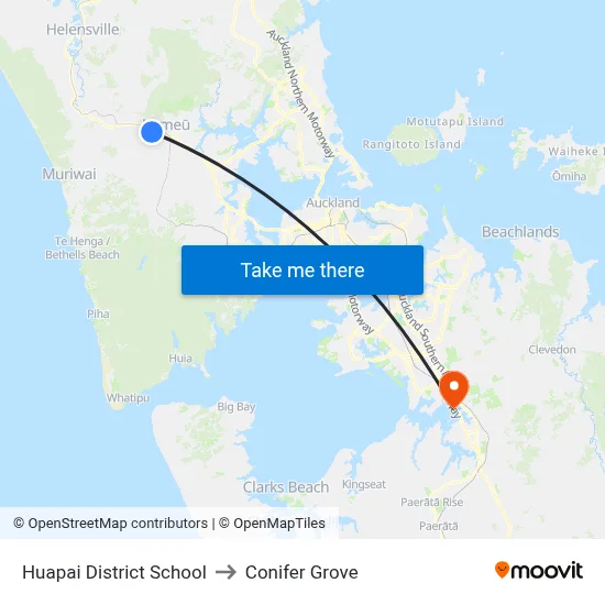 Huapai District School to Conifer Grove map