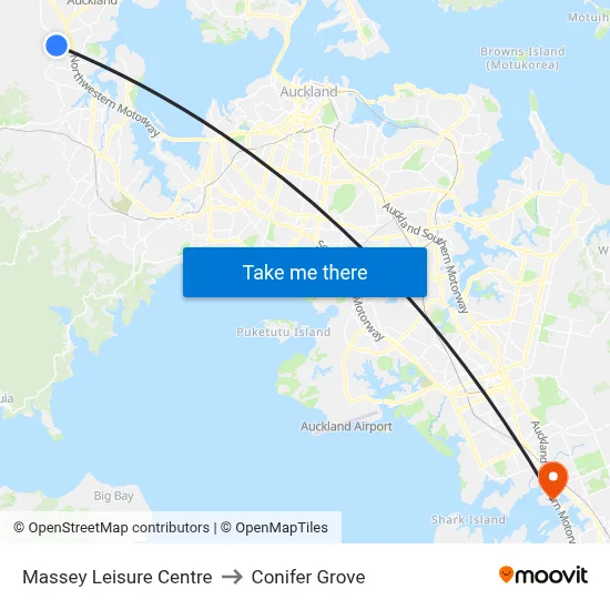 Massey Leisure Centre to Conifer Grove map