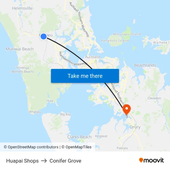 Huapai Shops to Conifer Grove map