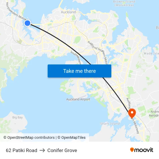 62 Patiki Road to Conifer Grove map