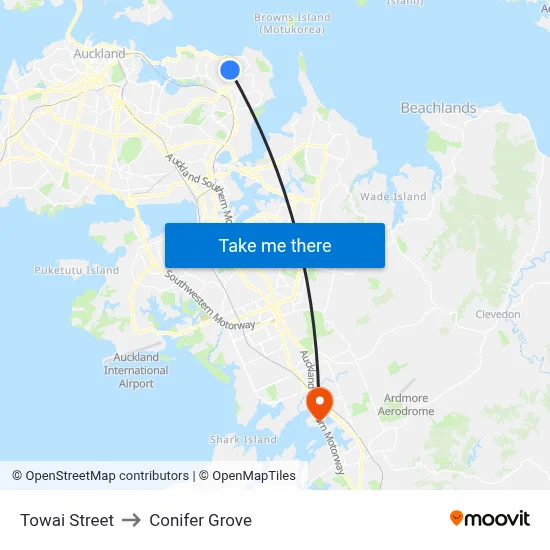 Towai Street to Conifer Grove map