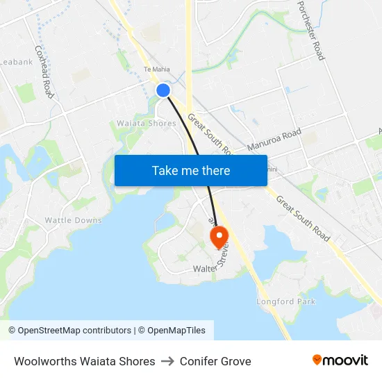 Woolworths Waiata Shores to Conifer Grove map