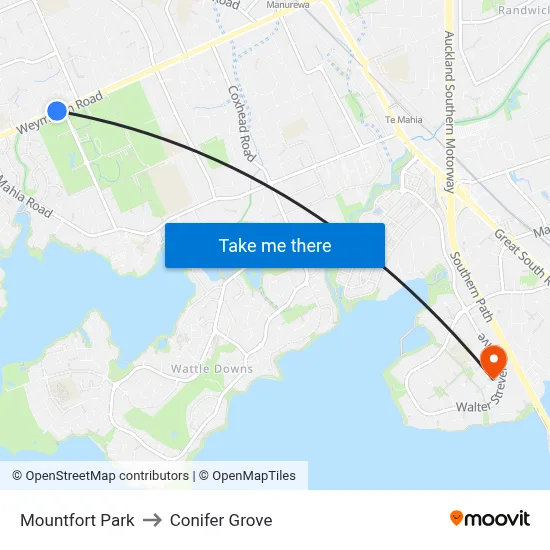 Mountfort Park to Conifer Grove map