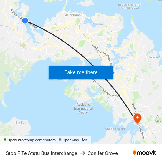 Stop F Te Atatu Bus Interchange to Conifer Grove map