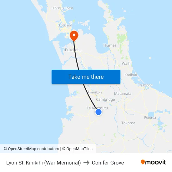 Lyon St, Kihikihi (War Memorial) to Conifer Grove map