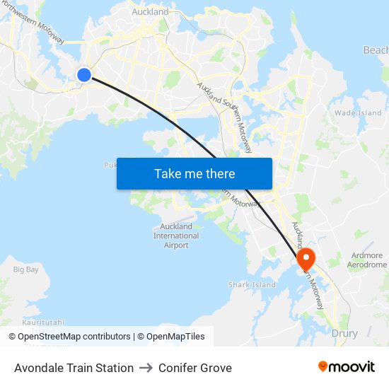 Avondale Train Station to Conifer Grove map