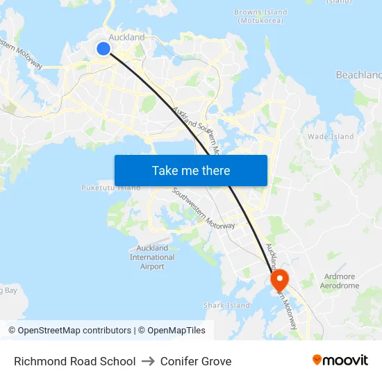 Richmond Road School to Conifer Grove map