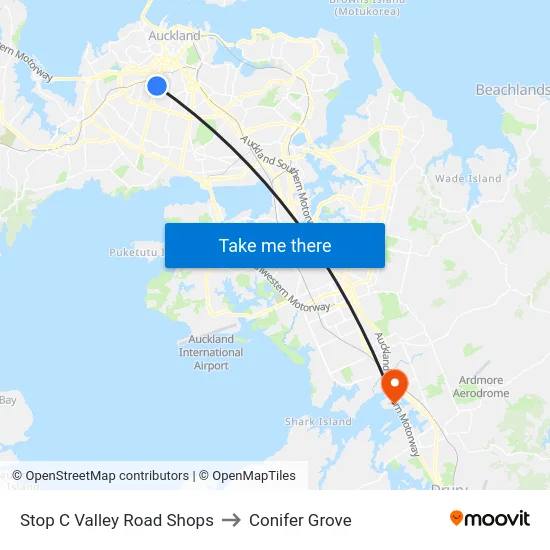 Stop C Valley Road Shops to Conifer Grove map