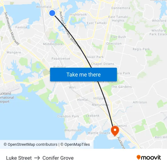 Luke Street to Conifer Grove map