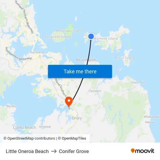 Little Oneroa Beach to Conifer Grove map