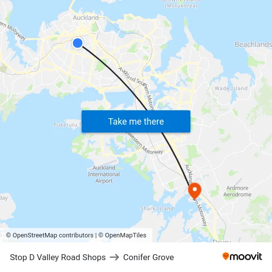 Stop D Valley Road Shops to Conifer Grove map