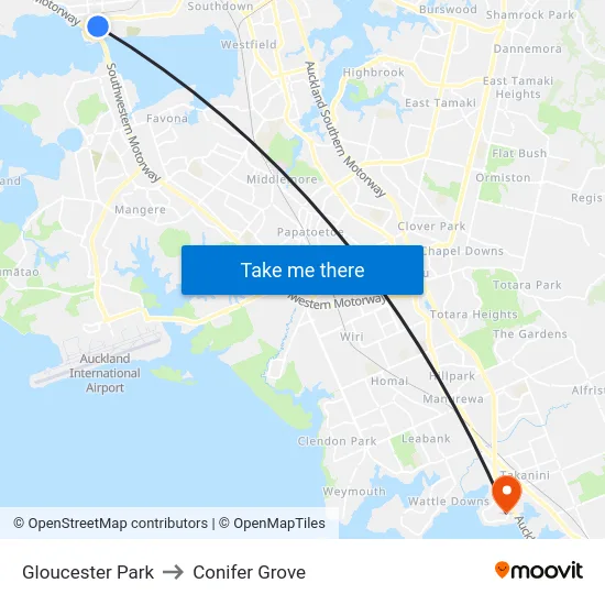 Gloucester Park to Conifer Grove map