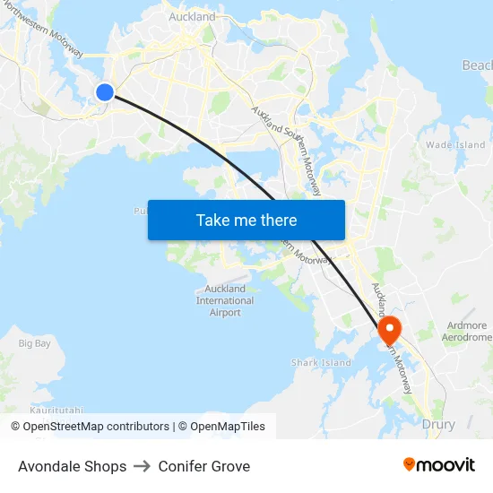 Avondale Shops to Conifer Grove map