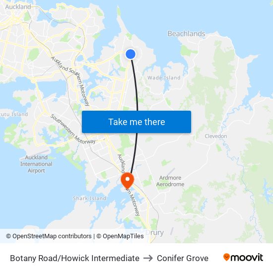 Botany Road/Howick Intermediate to Conifer Grove map