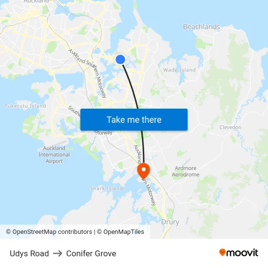 Udys Road to Conifer Grove map
