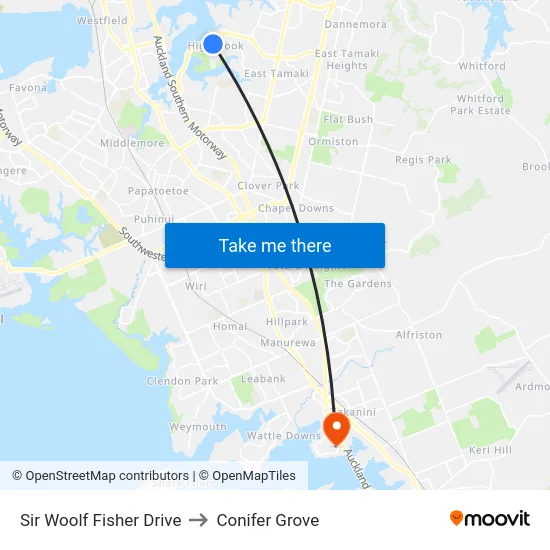 Sir Woolf Fisher Drive to Conifer Grove map