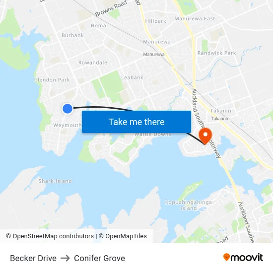 Becker Drive to Conifer Grove map