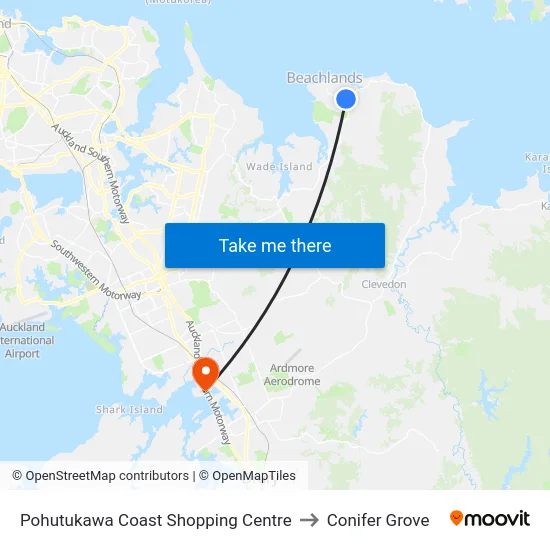 Pohutukawa Coast Shopping Centre to Conifer Grove map