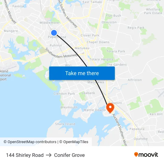 144 Shirley Road to Conifer Grove map