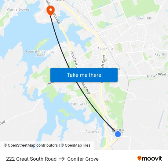 222 Great South Road to Conifer Grove map