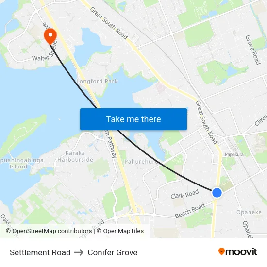 Settlement Road to Conifer Grove map