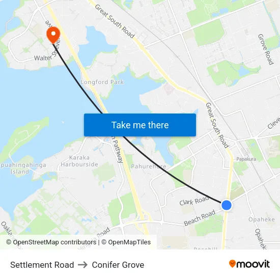 Settlement Road to Conifer Grove map