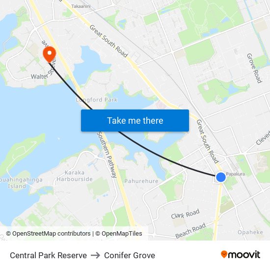 Central Park Reserve to Conifer Grove map