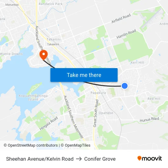 Sheehan Avenue/Kelvin Road to Conifer Grove map
